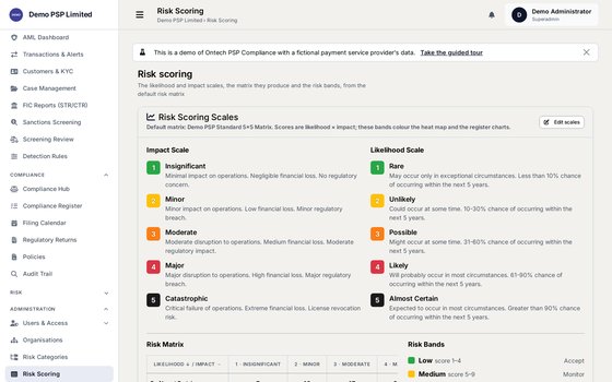 Risk scoring configuration screenshot